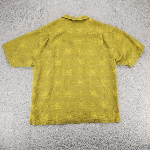 Tommy Bahama‎ Shirt Mens XL Green Silk Floral Textured Camp Collar Relax Aloha - Picture 2 of 8
